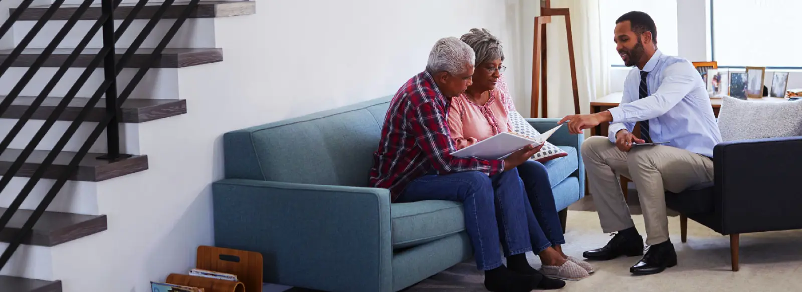 Professional broker reviewing a policy